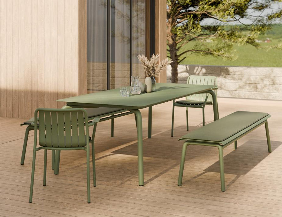 Roku Bench 190cm - Outdoor - Eucalyptus Green - Bench with Granite Grey Cushion