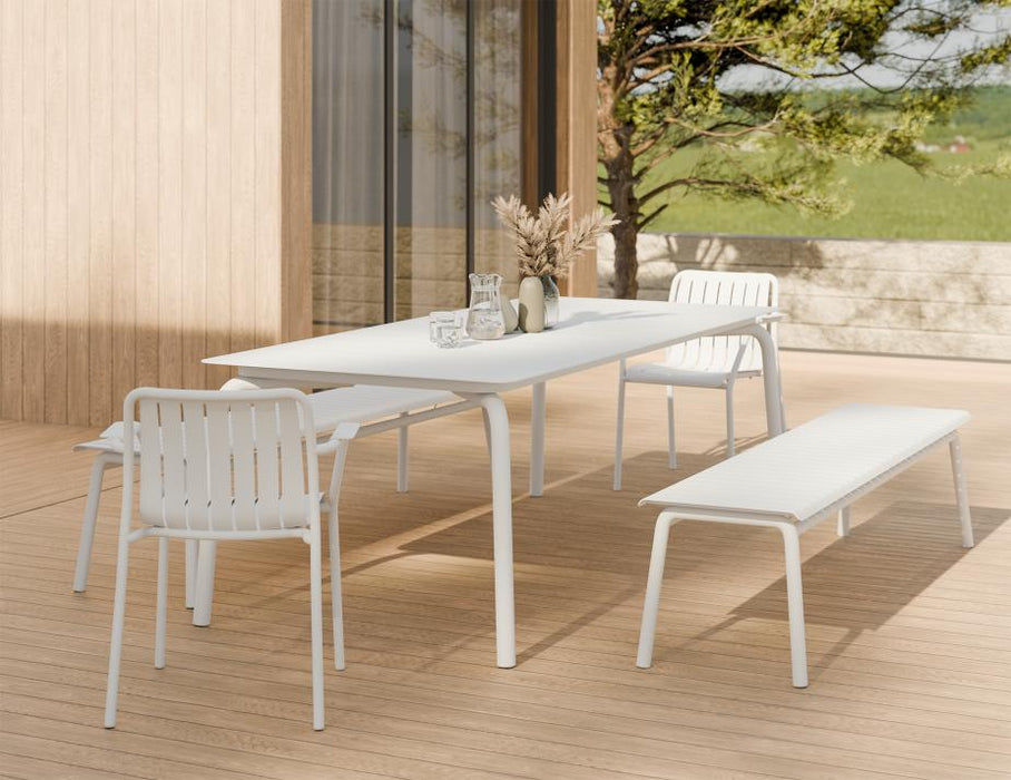 Roku Bench 190cm - Outdoor - White - Bench with Husk Cushion
