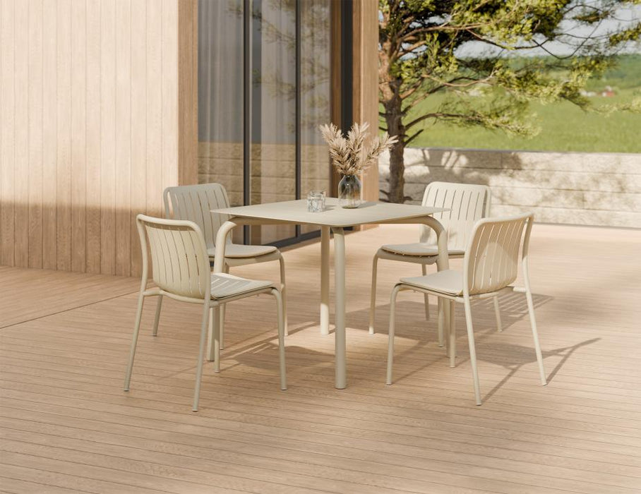 Roku Dining Table 90cm - Outdoor - Latte, Red, Metal