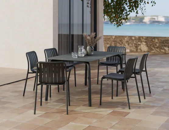 Roku Dining Table 160cm - Outdoor - Charcoal - Basalt Ceramic
