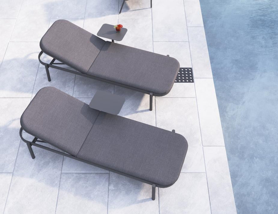 Verano Sun Lounge - Charcoal - with Side Table - Sandy Grey Cushion