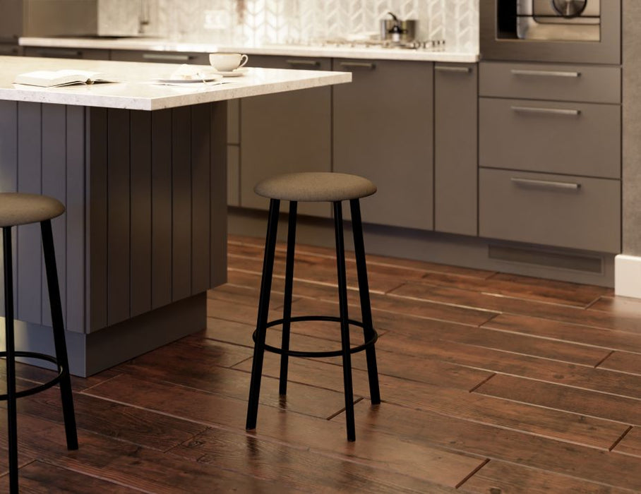 Atlas Bar Stool - Black - Fabric Seat - 65cm Kitchen Height - Dark Grey Anthracite Fabric Seat