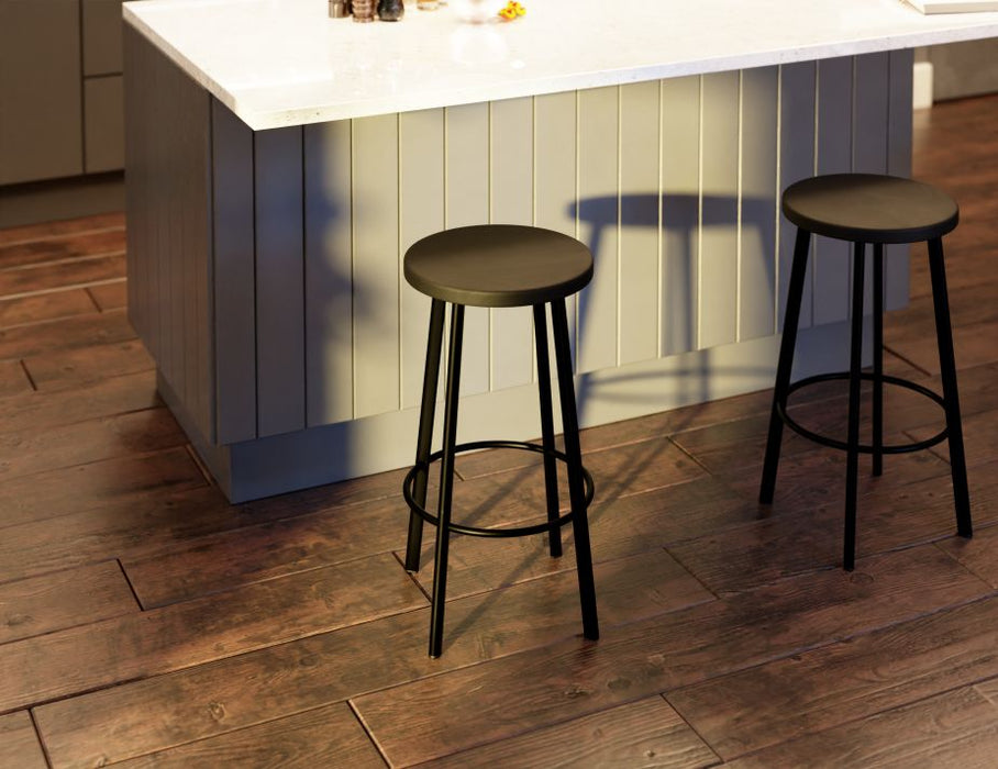 Atlas Bar Stool - Black - Black Seat - 65cm Kitchen Height