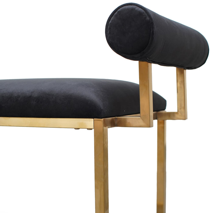 CLC2620-BS Bench In Black Velvet - Brushed Gold Base