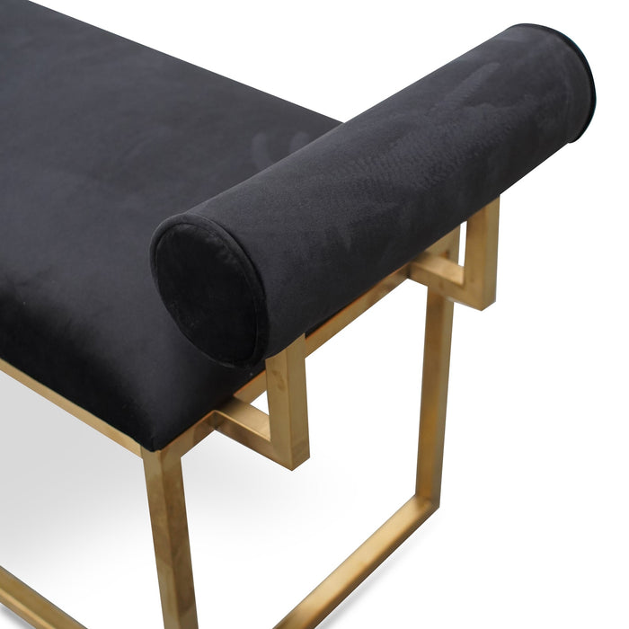 CLC2620-BS Bench In Black Velvet - Brushed Gold Base