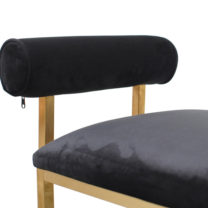 CLC2620-BS Bench In Black Velvet - Brushed Gold Base