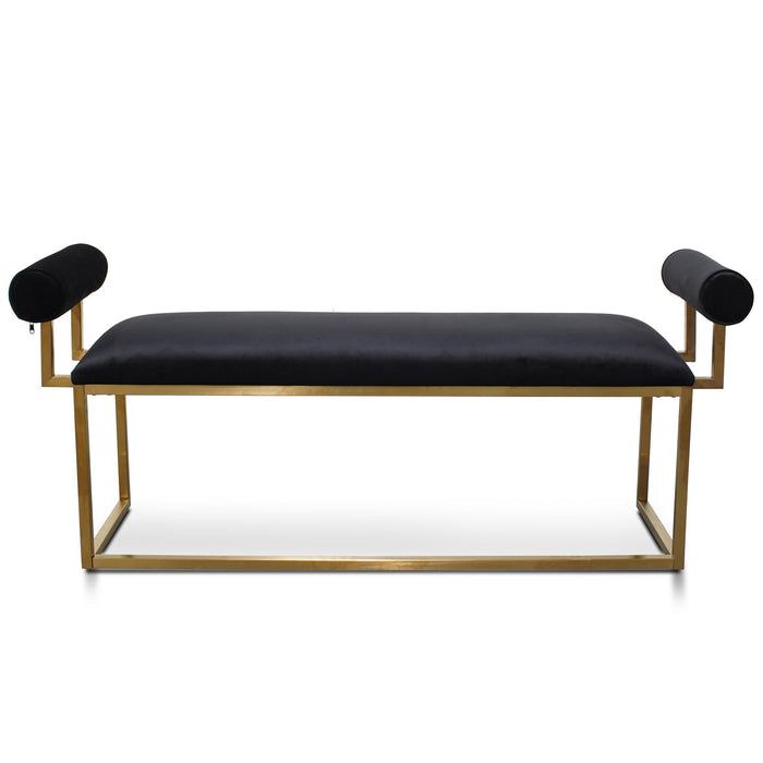 CLC2620-BS Bench In Black Velvet - Brushed Gold Base