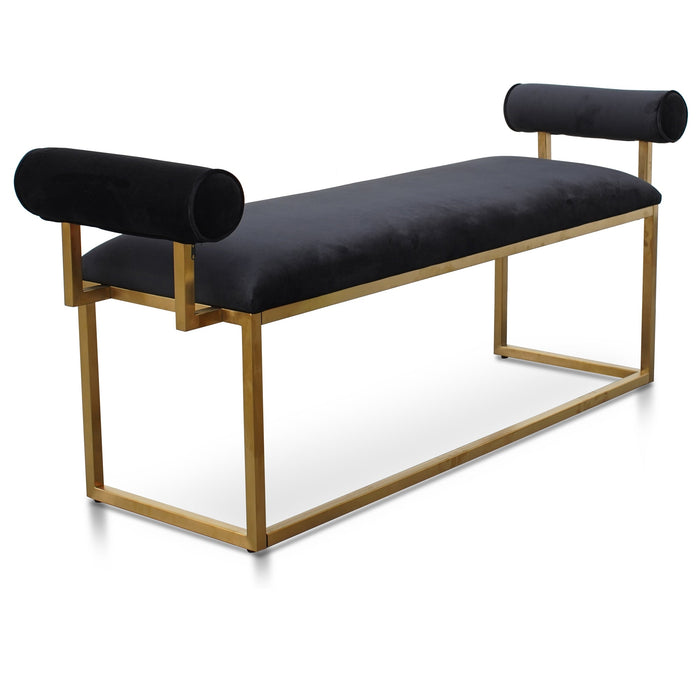 CLC2620-BS Bench In Black Velvet - Brushed Gold Base