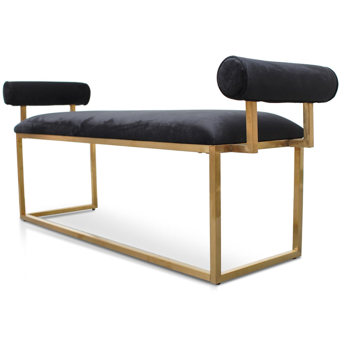 CLC2620-BS Bench In Black Velvet - Brushed Gold Base