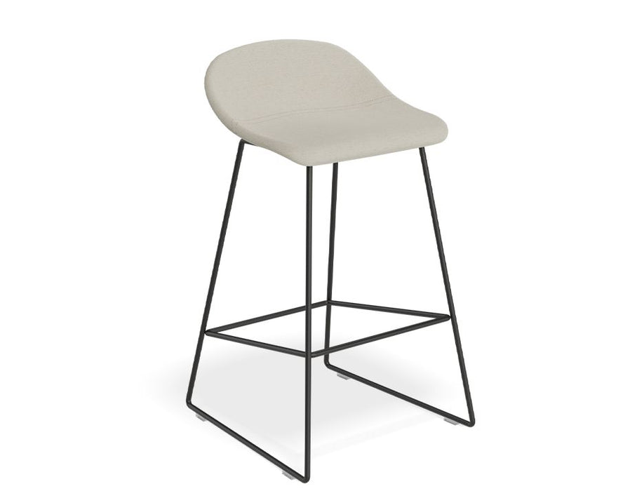 Pop Stool - Black Frame and Fabric Light Grey Seat - 65cm Kitchen Bench Seat Height