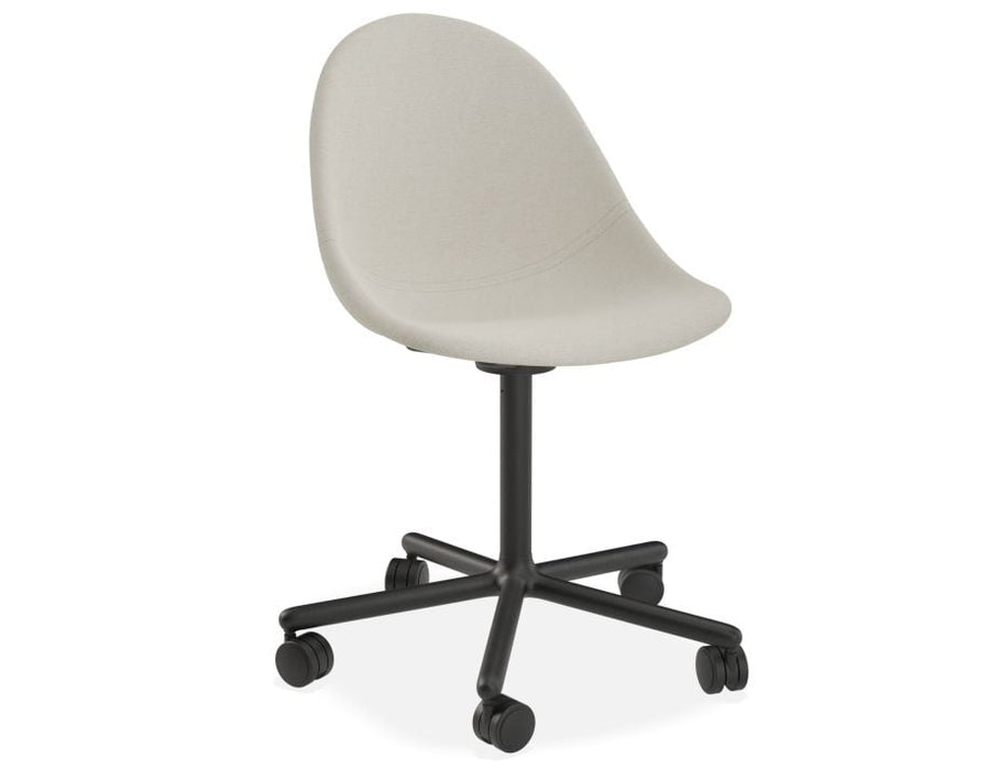 Pebble Fabric Light Grey Upholstered Chair - 4 Post Base - White