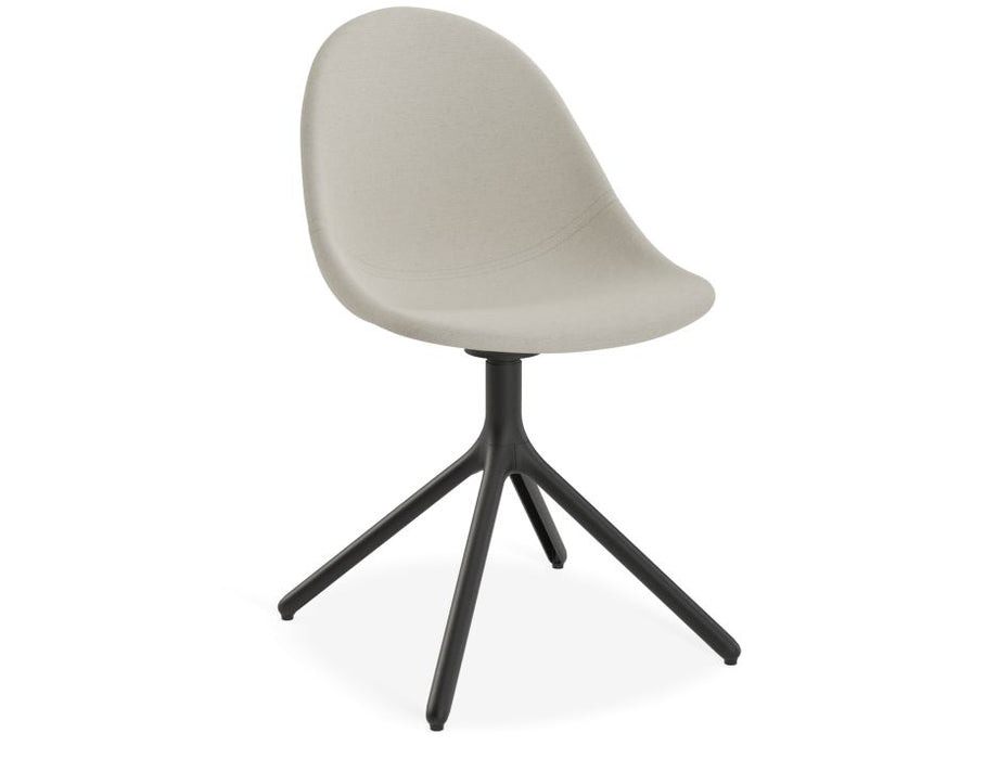 Pebble Fabric Light Grey Upholstered Chair - 4 Post - Black