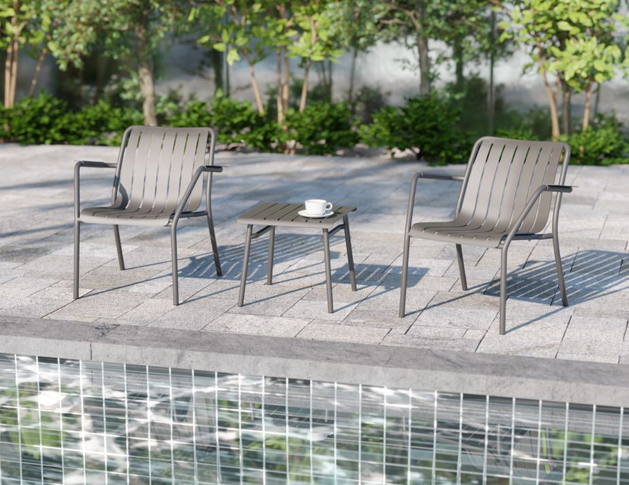 Roku Lounge Chair - Outdoor - Charcoal - Chair with Green Cushion