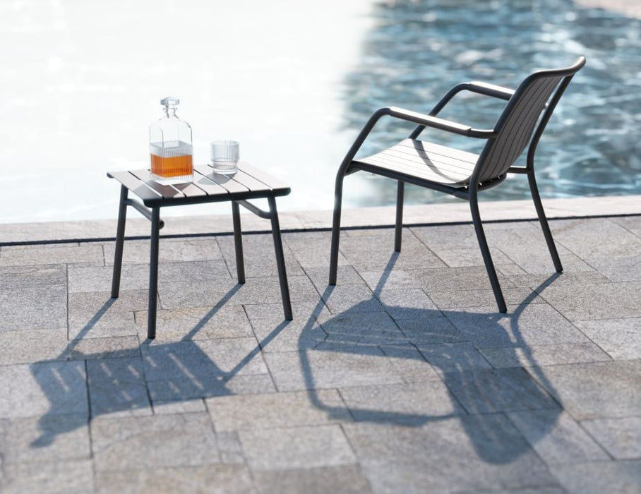 Roku Lounge Chair - Outdoor - Charcoal - Chair with Sandy Grey Cushion