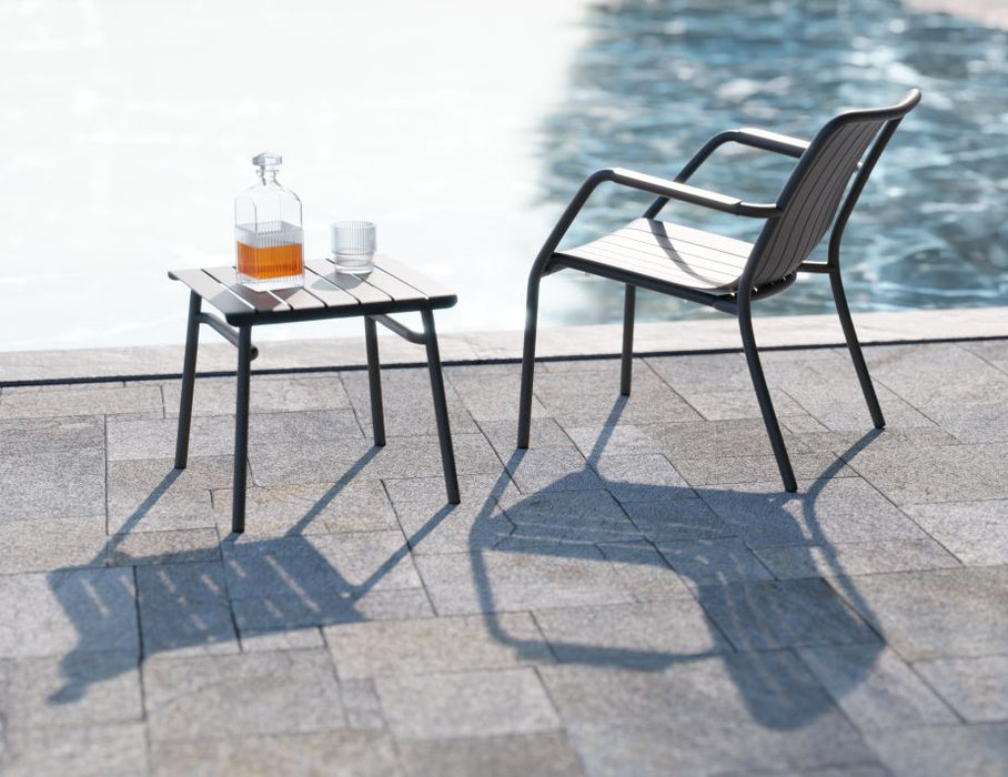 Roku Lounge Chair - Outdoor - Charcoal - Chair with Green Cushion