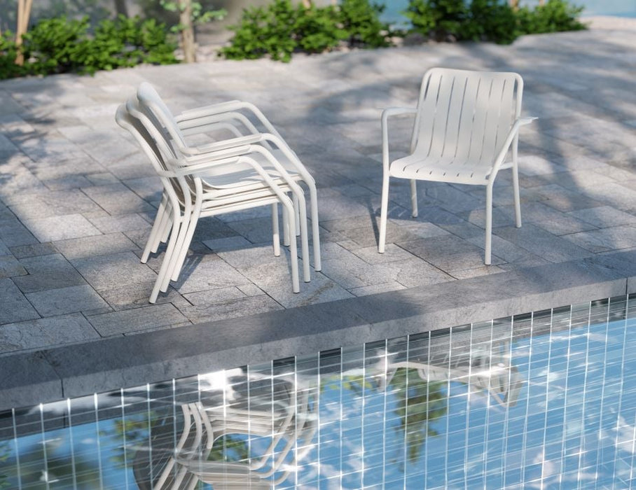 Roku Lounge Chair - Outdoor - White - Chair with Granite Grey Cushion