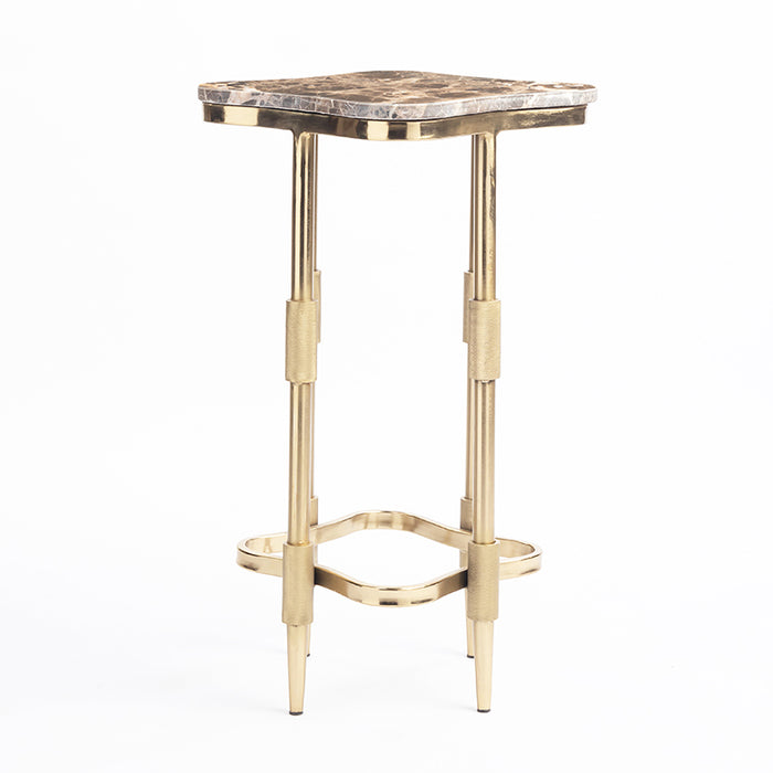Marble Stone And Gold Pedestal Table