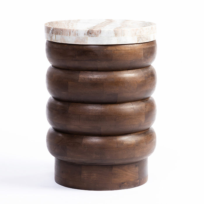 Marble Hardwood Stack Table