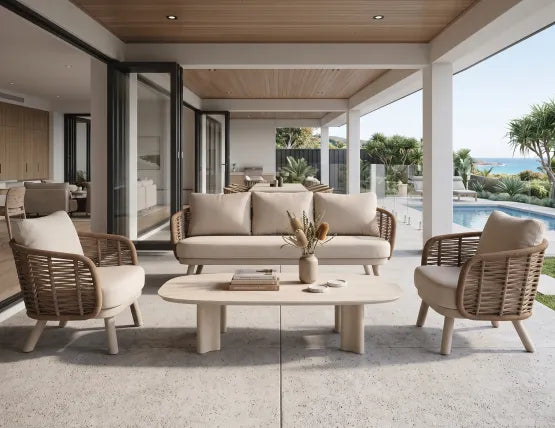Sorrento Lounge Chair - Outdoor - Latte, Wood