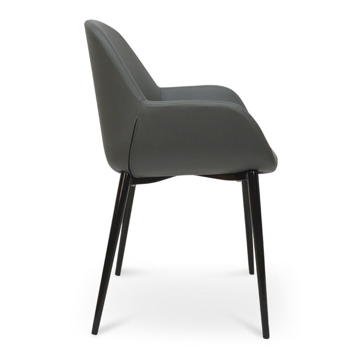 Set of 2 - Lynton Dining Chair in Charcoal Grey With Black Legs