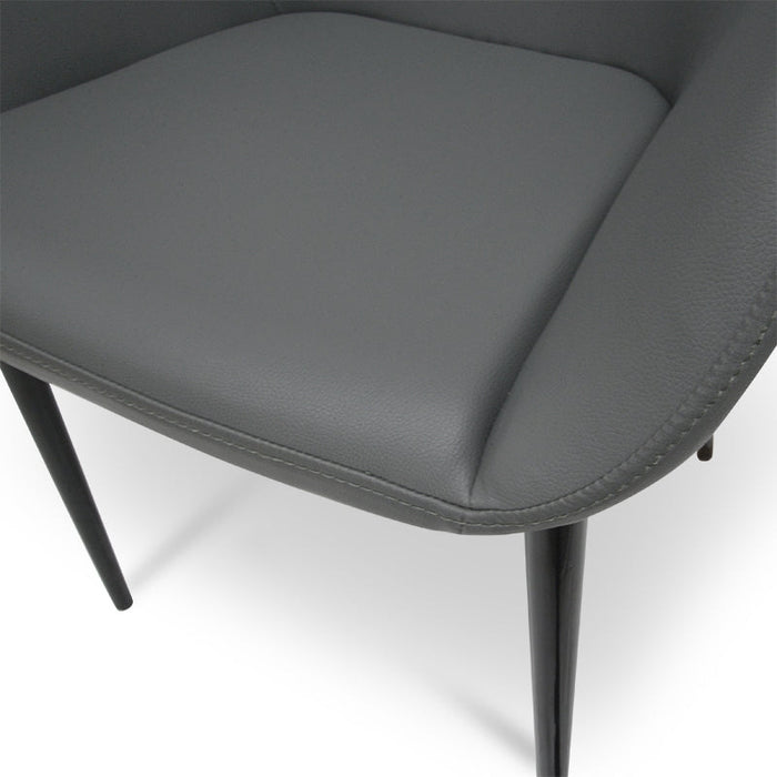 Set of 2 - Lynton Dining Chair in Charcoal Grey With Black Legs
