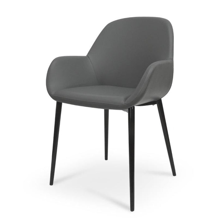 Set of 2 - Lynton Dining Chair in Charcoal Grey With Black Legs