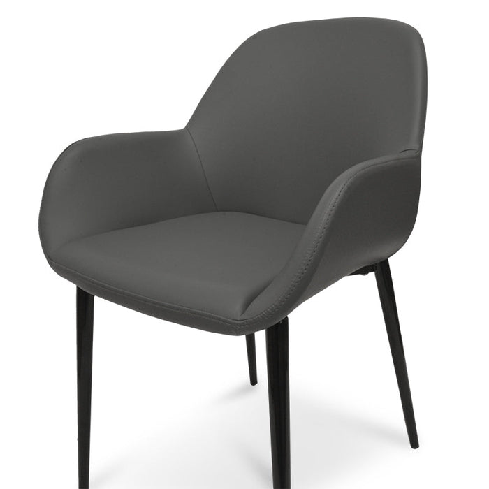 Set of 2 - Lynton Dining Chair in Charcoal Grey With Black Legs
