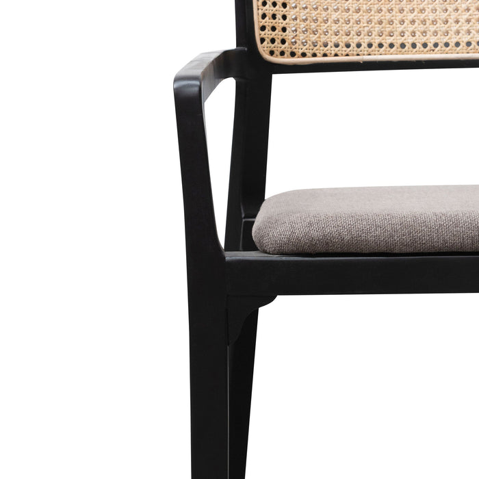 Madeline Fabric Armchair - Caramel Grey with Black Legs