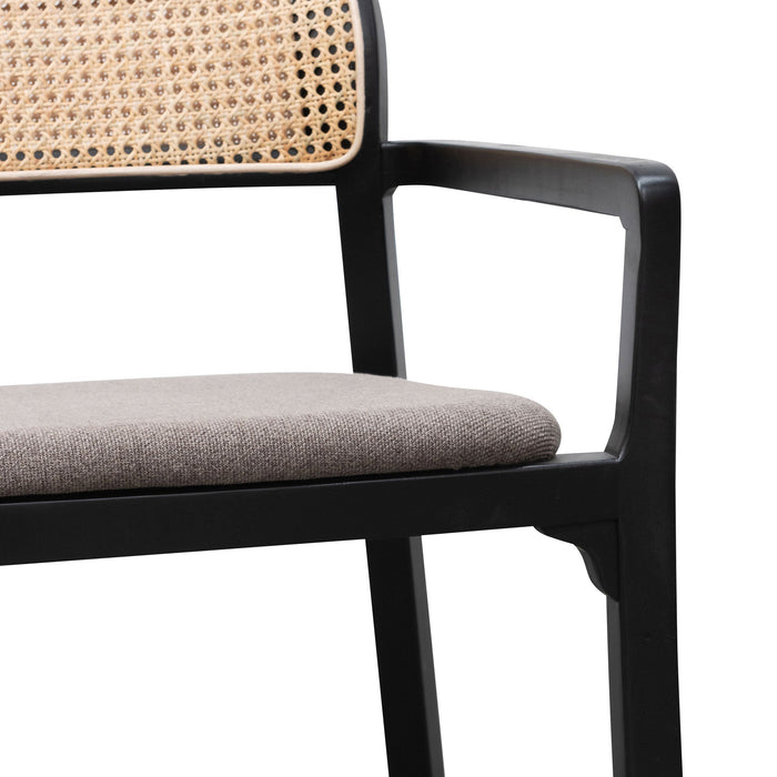 Madeline Fabric Armchair - Caramel Grey with Black Legs
