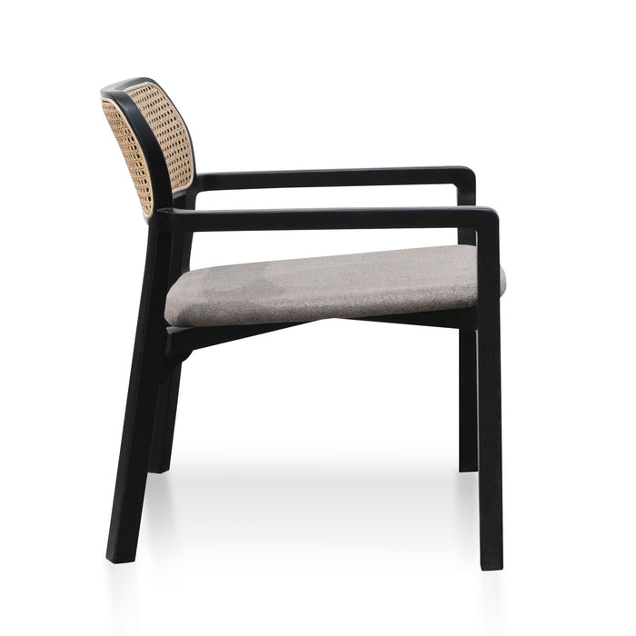 Madeline Fabric Armchair - Caramel Grey with Black Legs
