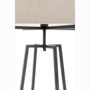 Matte Black Square-Edged Metal Dimmable Floor Lamp with Beige Linen Shade