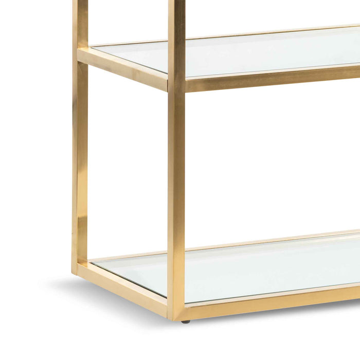 CDT6221-BS 1.4m Glass Console Table - Brushed Gold Base