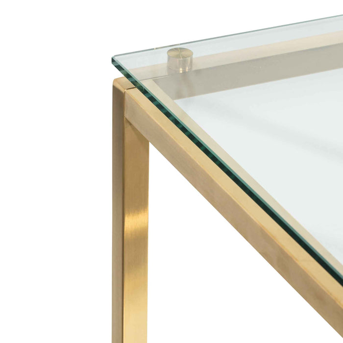 CDT6221-BS 1.4m Glass Console Table - Brushed Gold Base