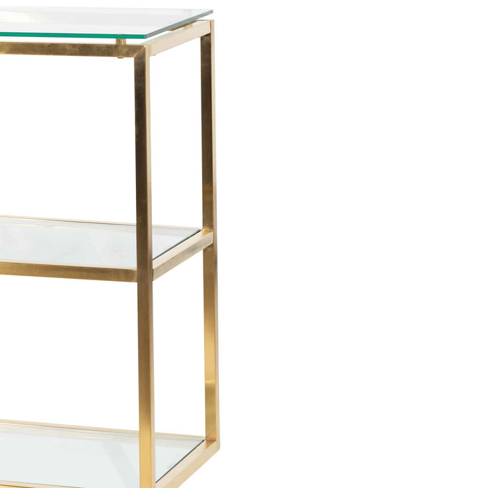 CDT6221-BS 1.4m Glass Console Table - Brushed Gold Base