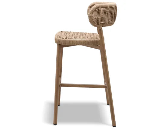Maya Bar Stool - Outdoor - Rope, Wood, 103cm H