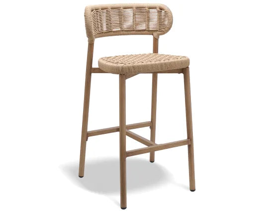 Maya Bar Stool - Outdoor - Rope, Wood, 103cm H