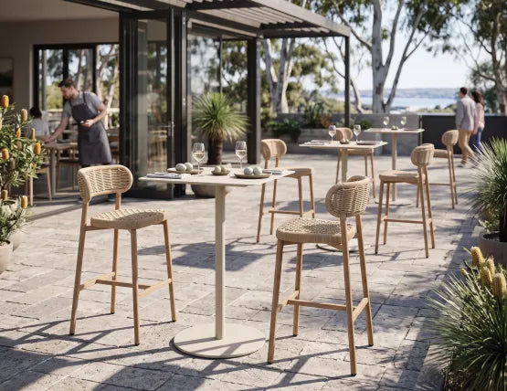 Maya Bar Stool - Outdoor - Rope, Wood, 103cm H
