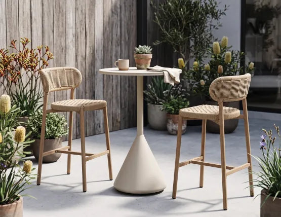 Maya Bar Stool - Outdoor - Rope, Wood, 103cm H