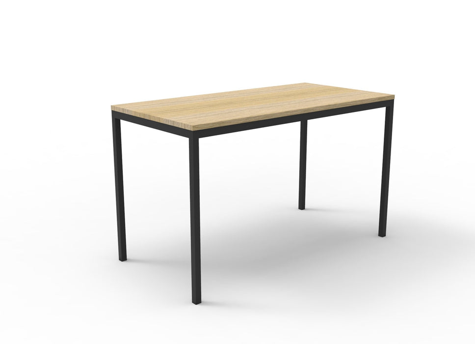 Steel Frame Drafting Height Table - 1500mm W x 750mm D - Natural Oak Top/Black P/C Frame