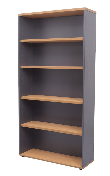 Rapid Worker Bookcase - 1800mm H x 900mm W x 315mm D  - Beech & Ironstone