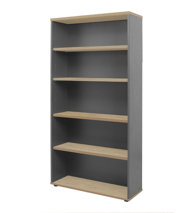 Rapid Worker Bookcase - 1800mm H x 900mm W x 315mm D  - Natural Oak & Ironstone