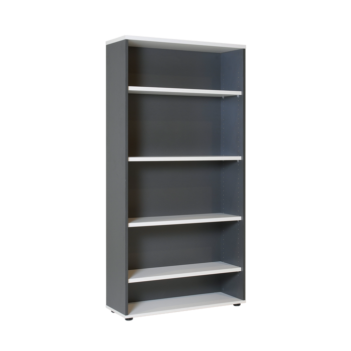 Rapid Worker Bookcase - 1800mm H x 900mm W x 315mm D  - Natural White & Ironstone