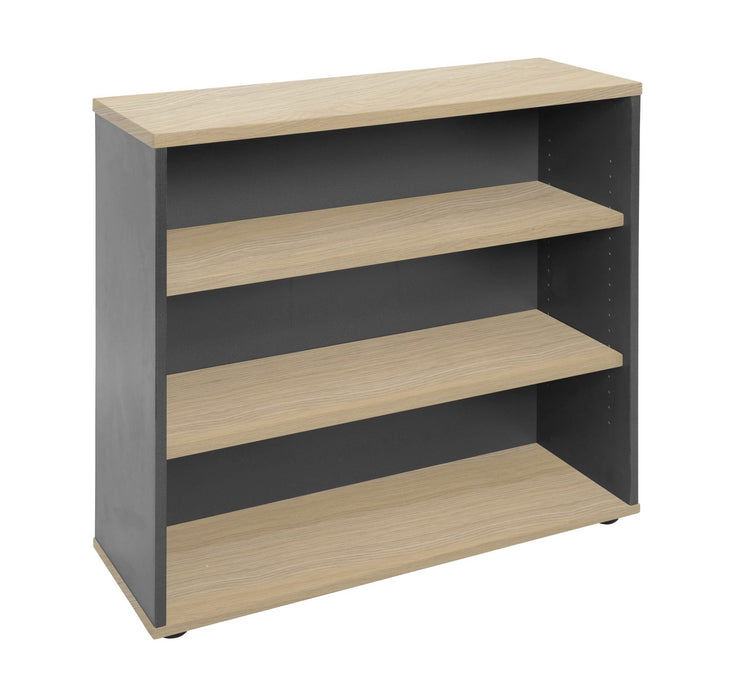 Rapid Worker Bookcase - 900mm H x 900mm W x 315mm D  - Natural Oak & Ironstone