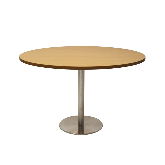Estilo Round Table - 1200mm Dia - Natural Oak - Stainless Steel