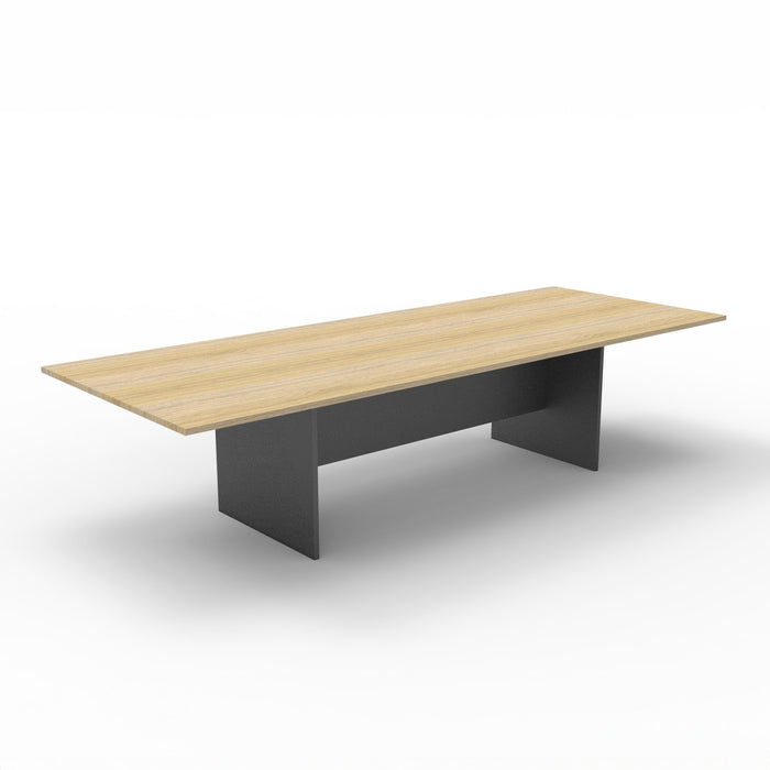 Rapid Worker Boardroom Table - 3200mm W x 1200mm D - Natural Oak Top/Ironstone Base