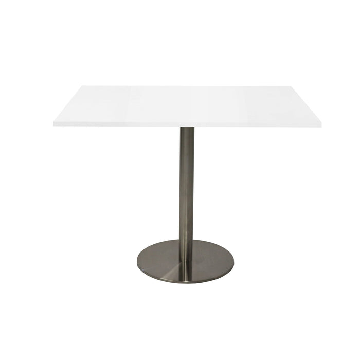 Estilo Square Meeting Table - Natural White & Stainless Steel Base