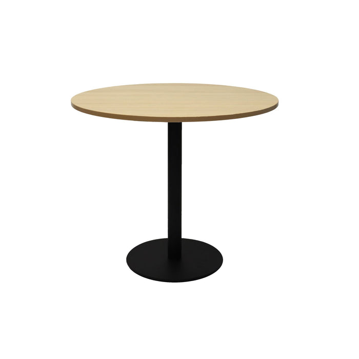 Estilo Round Table - 900mm Dia - Natural Oak - Black P/C
