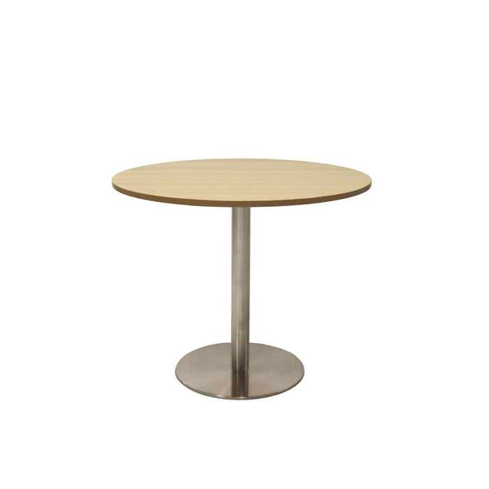 Estilo Round Table - 900mm Dia - Natural Oak - Stainless Steel