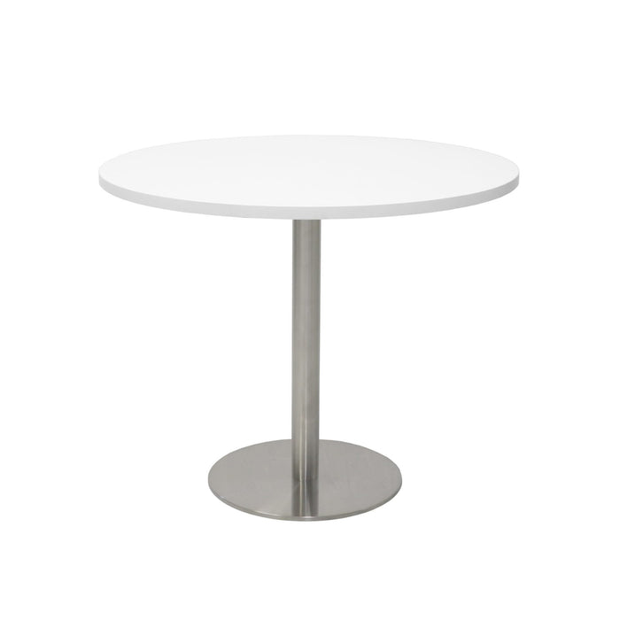Estilo Round Table - 900mm Dia - Natural White - Stainless Steel