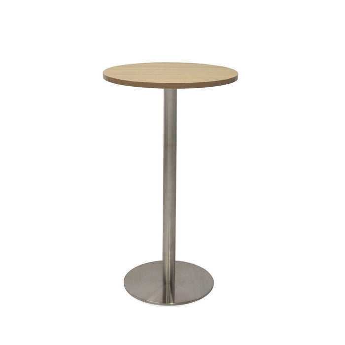 Estilo Round Dry Bar Table - Natural Oak - Stainless Steel